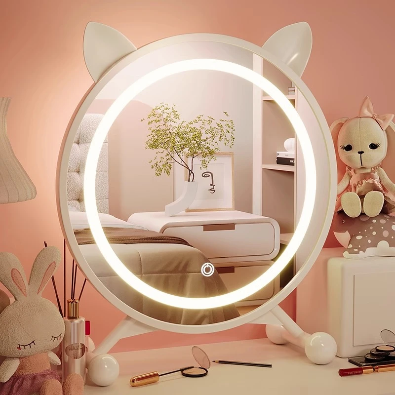 镜子智能LED台式桌面化妆镜带灯卧室梳妆台梳妆镜高清网红补光镜