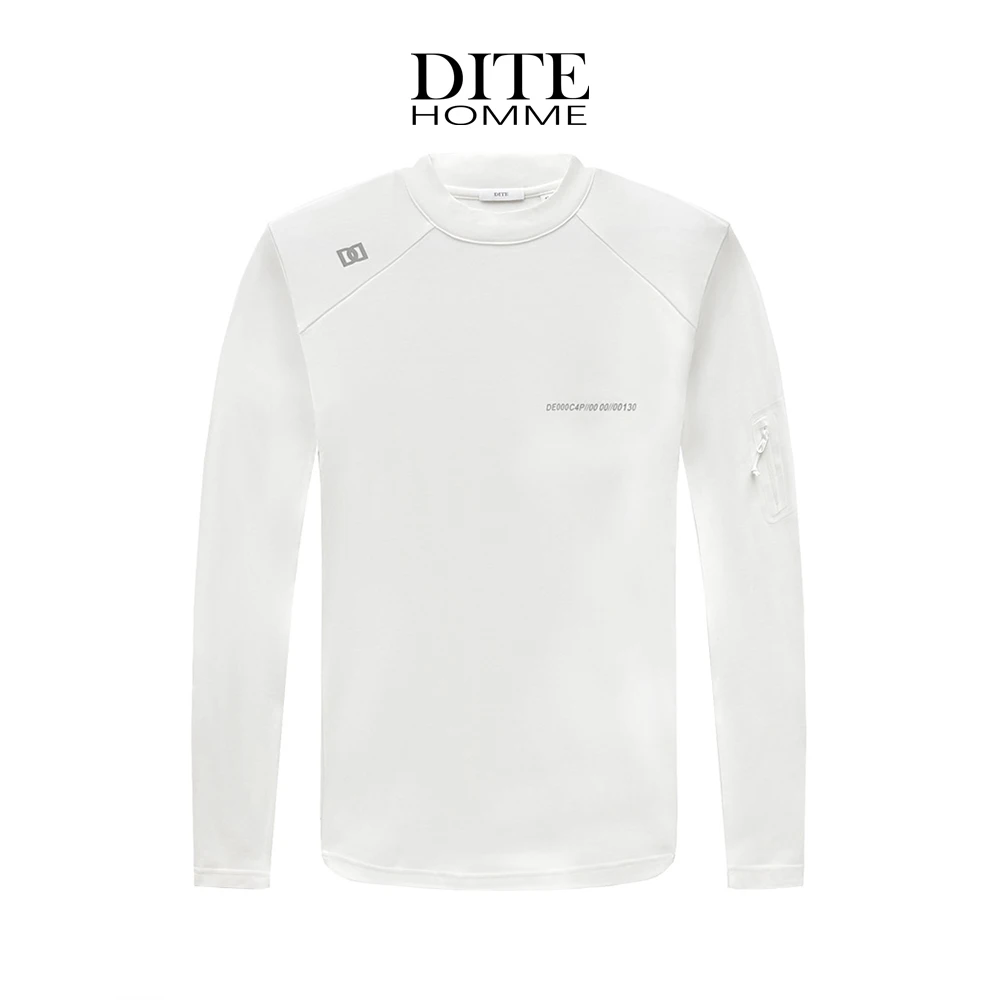 Dite迪特男士户外长袖秋冬圆领时尚舒适户外轻运动圆领打底T恤