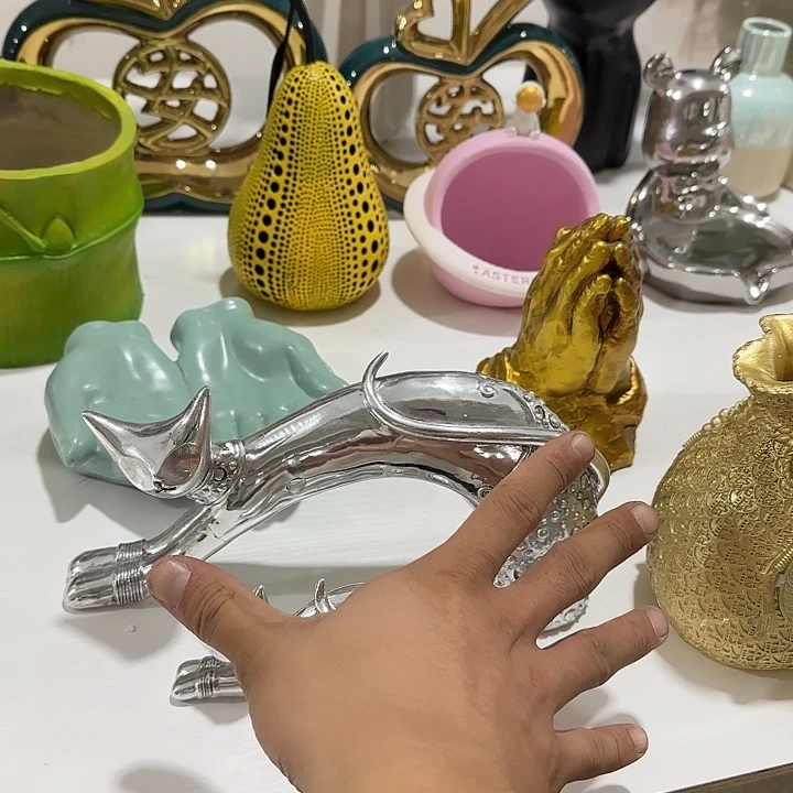 陶瓷银色电镀狐狸两件套