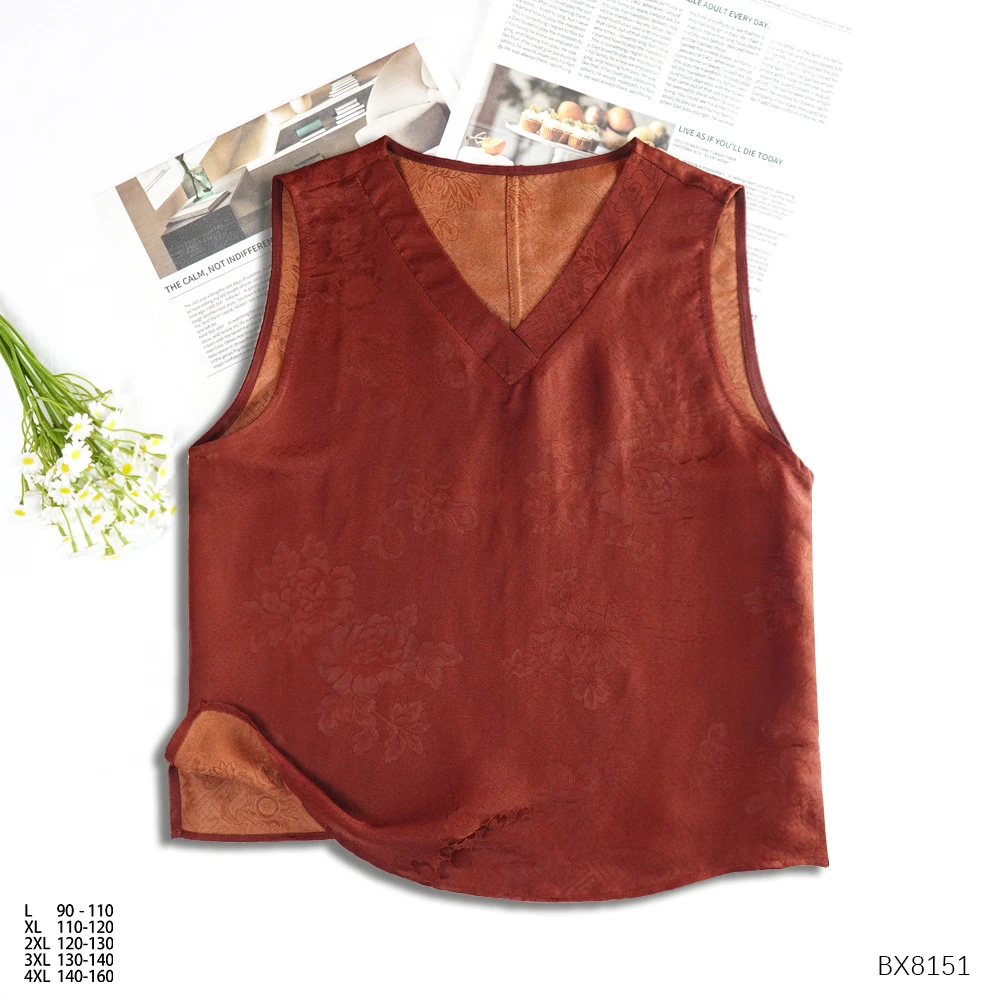 WW 2025新款无袖朱红满萝透气时尚优雅女背心上衣BX8151