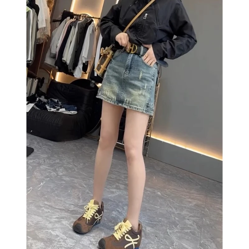 高腰显瘦百搭复古直筒牛仔半身裙裤夏季新款宽松a字阔腿包臀裙子