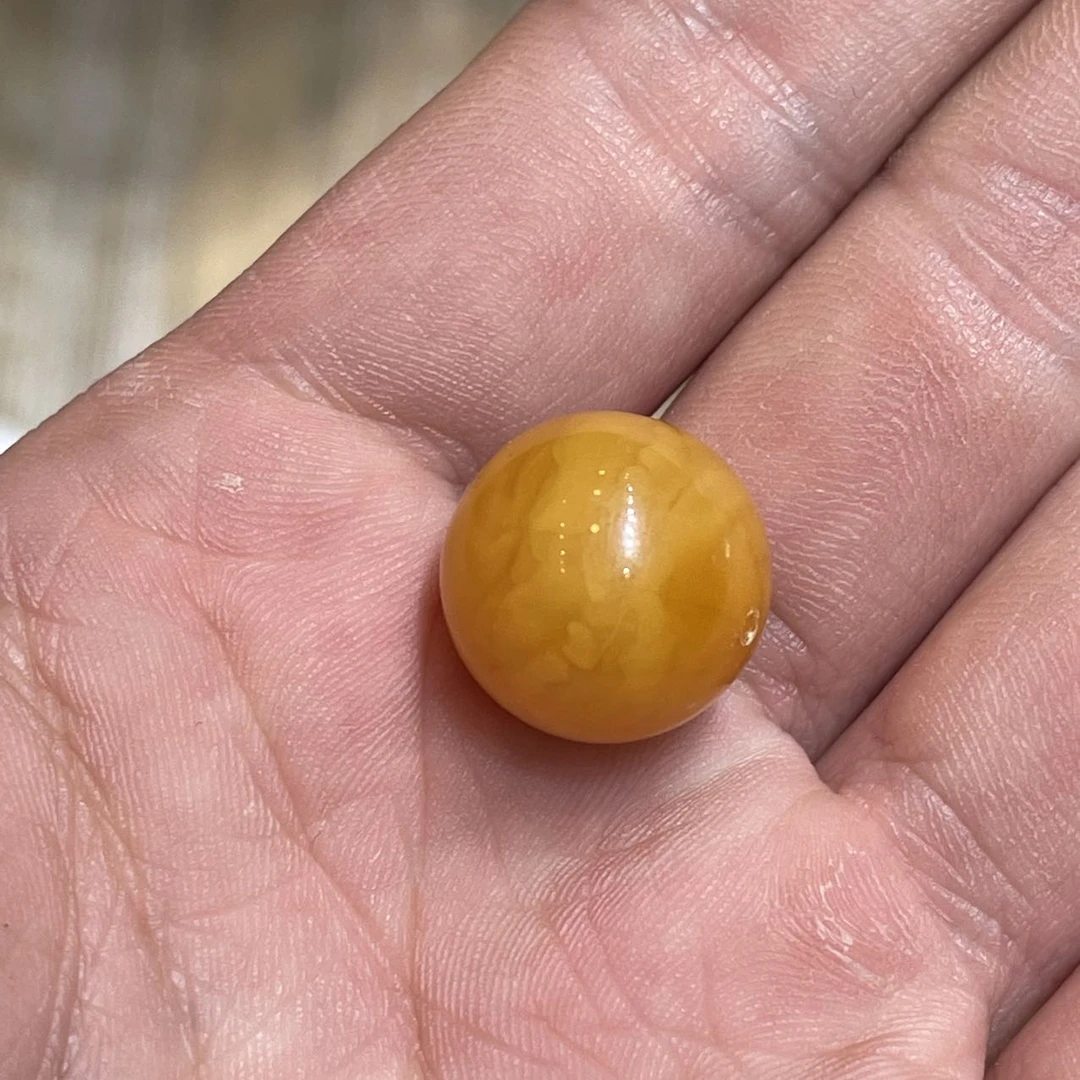 【佳哥严选】 J58501-蜜蜡老蜡鸡油黄圆珠单珠-尺寸14+mm左右-