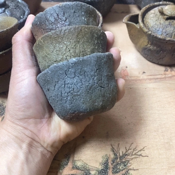 往***?全手捏柴烧主人杯，