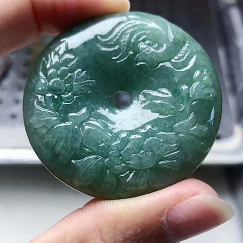 颈饰未镶嵌翡翠缅甸翡翠凤凰平安扣