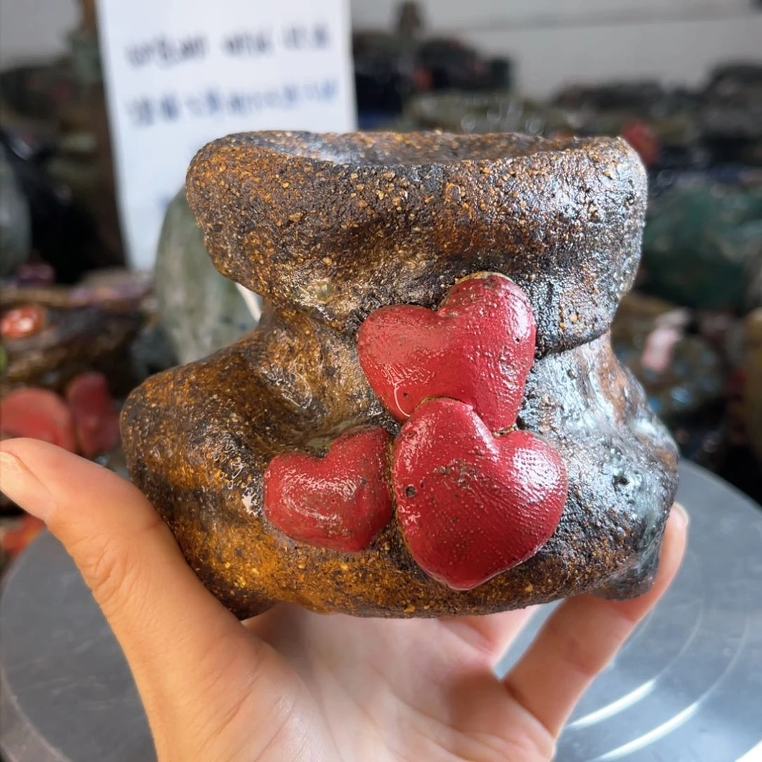 红陶粗砂陶手工花盆