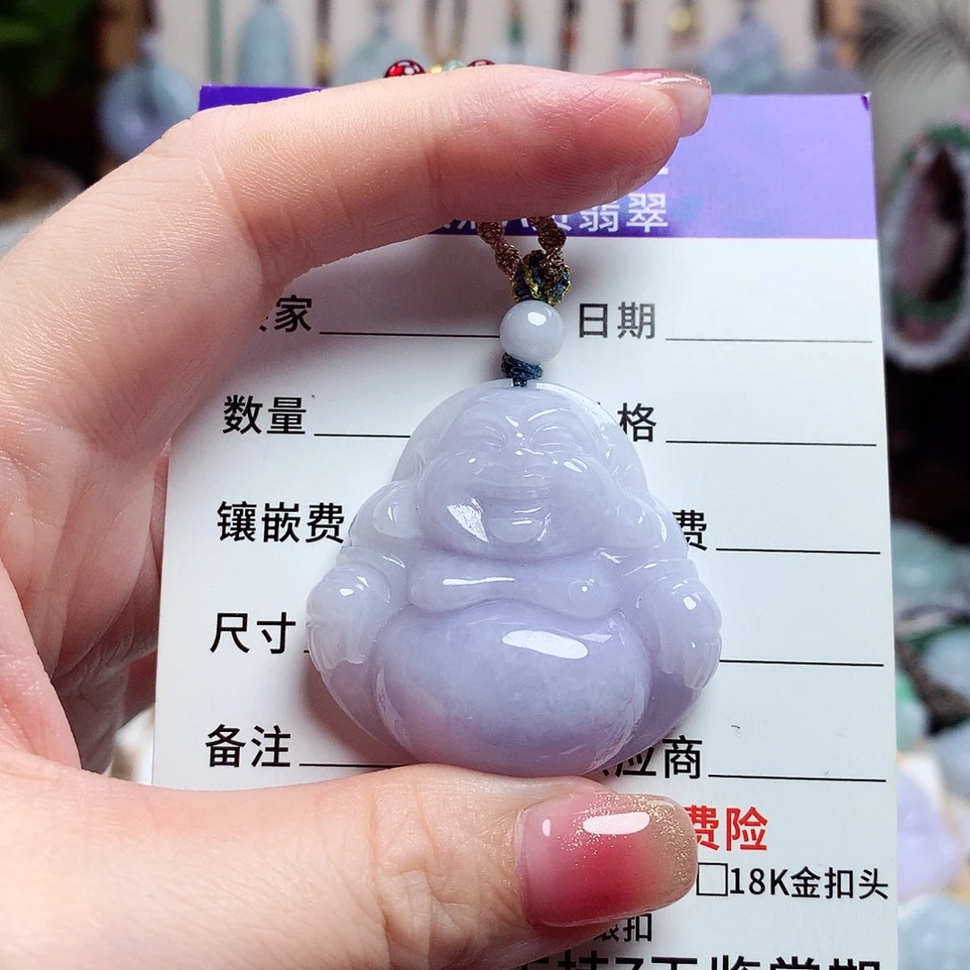 颈饰18K金镶嵌翡翠佛公13