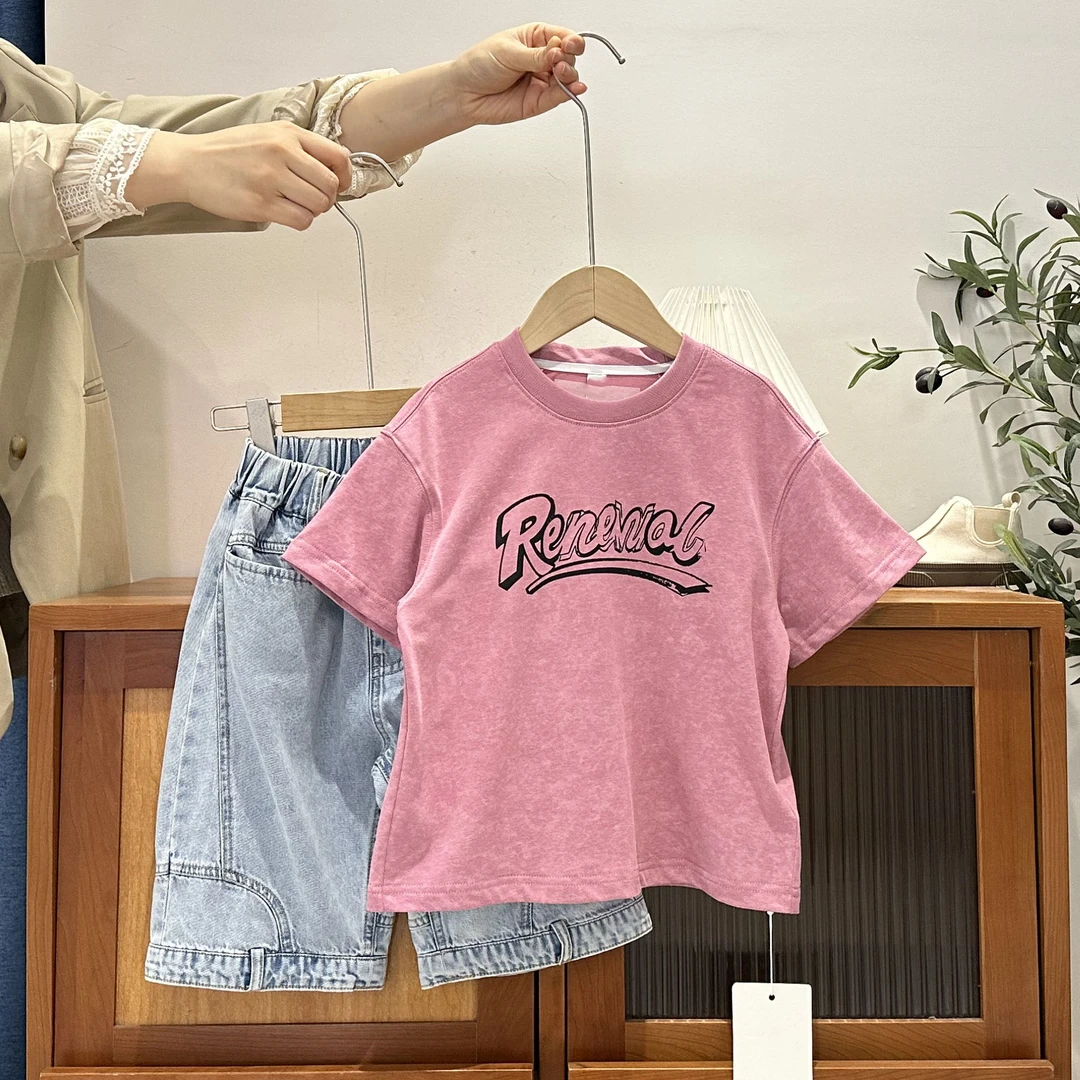 儿童夏季宽松百搭字母短袖T恤09309