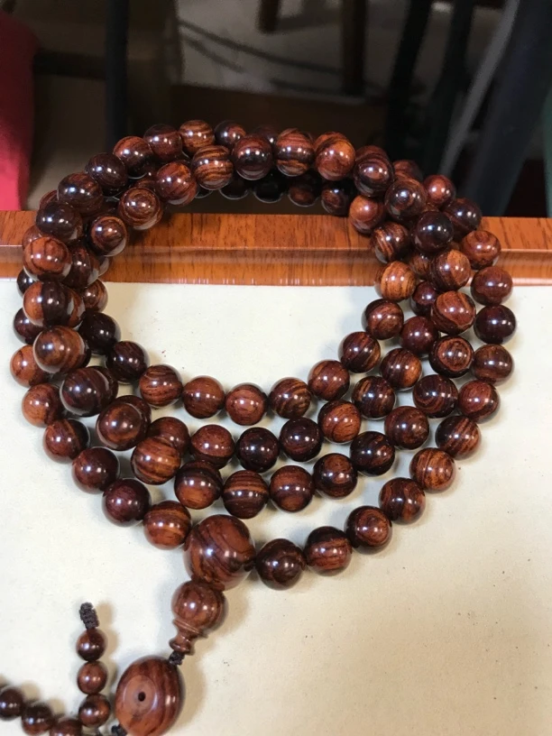 【小掌柜】海南黄花梨老料级1.0*108降香黄檀文玩手串佛珠支持国检