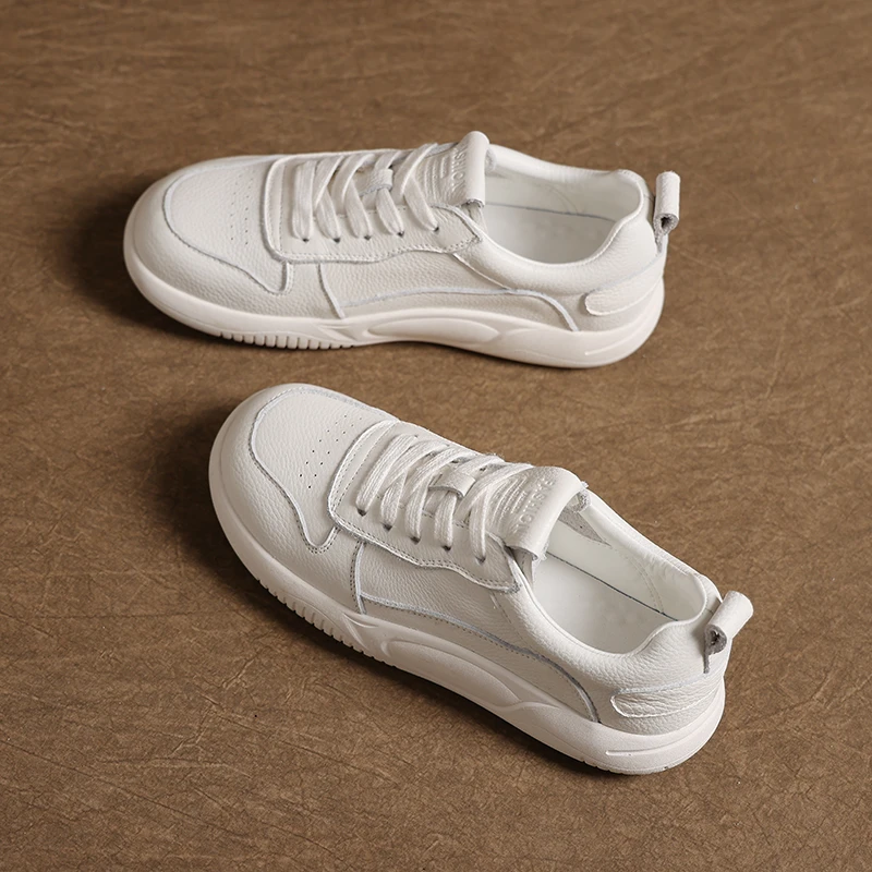 2025春夏新款头层牛皮德训小白鞋女透气休闲小白鞋阿甘运动板鞋