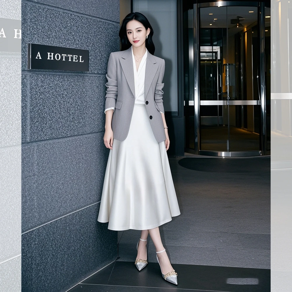 秋季新款智能时尚气质高端西装两件套装半身裙子女士通勤优雅端庄