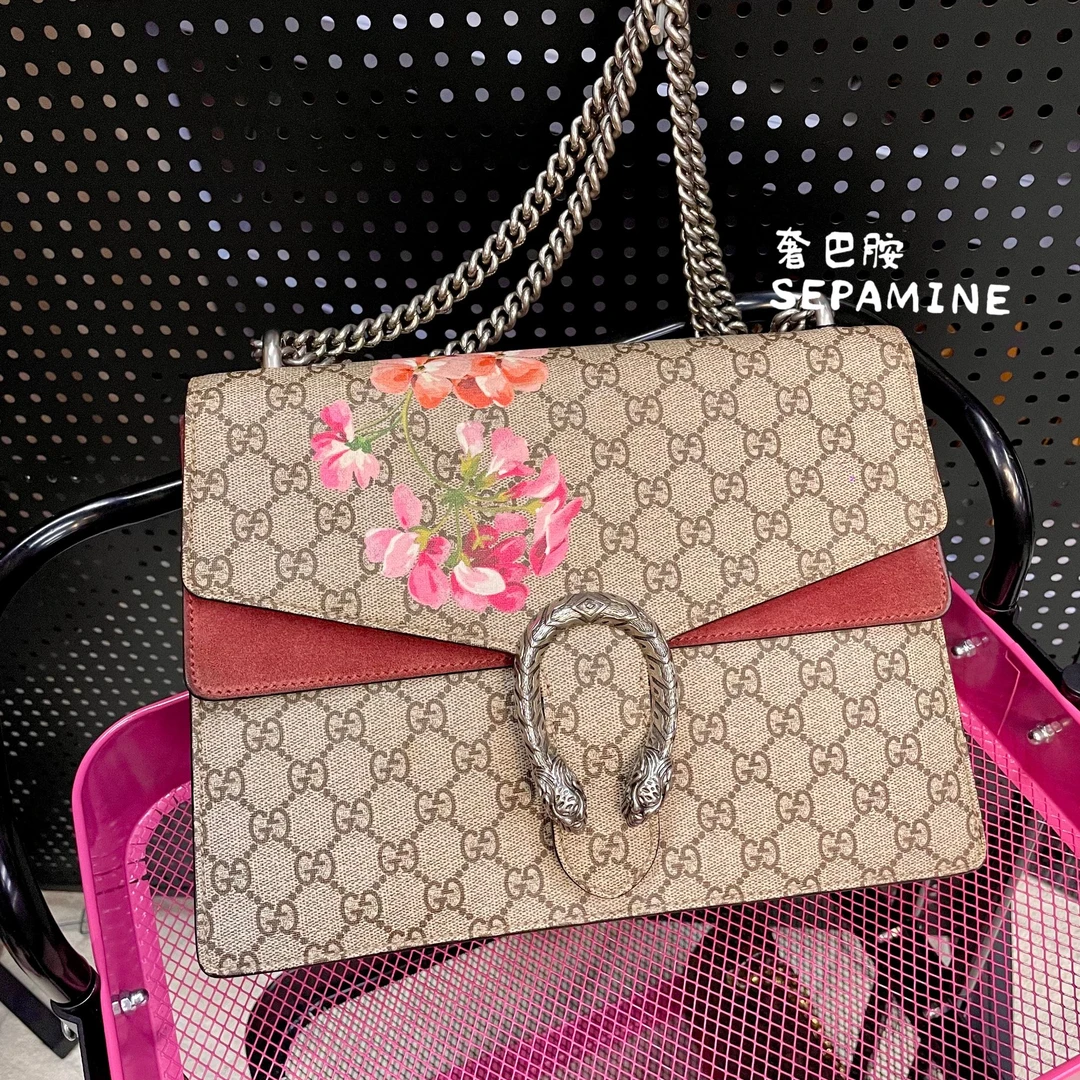 95新 GUCCI/古驰 /花卉酒神大号/斜挎包