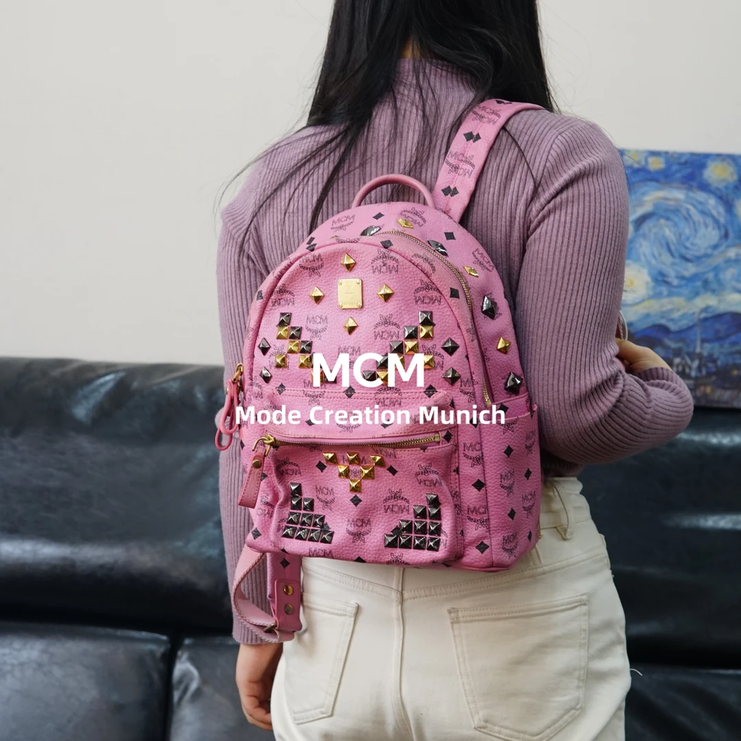95新 MCM 粉色双肩包/FYXS12427013/7013