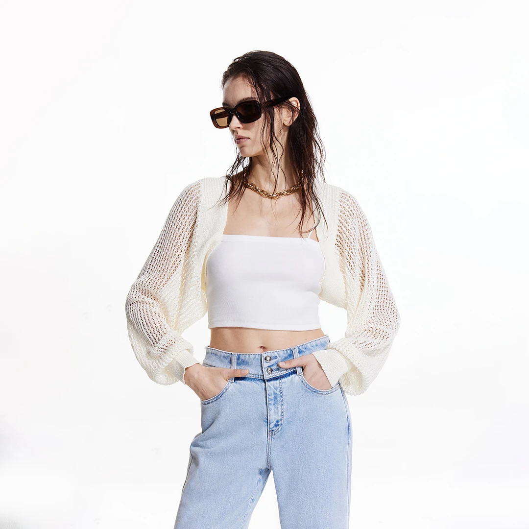 ONLY2025春季新款时尚蝙蝠袖设计光感亮片装饰针织衫女|12513A013