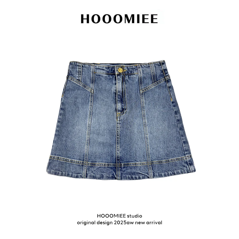 Hooomiee公主风简约水洗百搭显瘦女士牛仔半裙9812