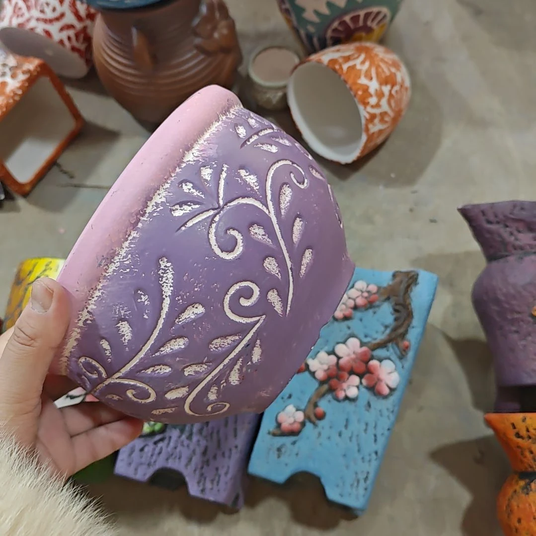 红陶吸水透气的白陶花盆凑满12发货