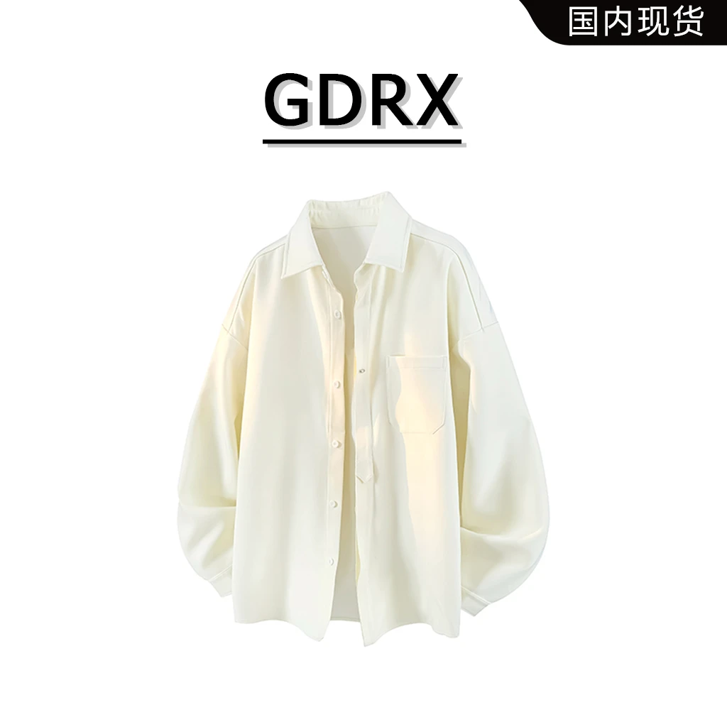 GDRX休闲港风潮流上衣青少年2025秋季男生小众宽松设计感长袖衬衫