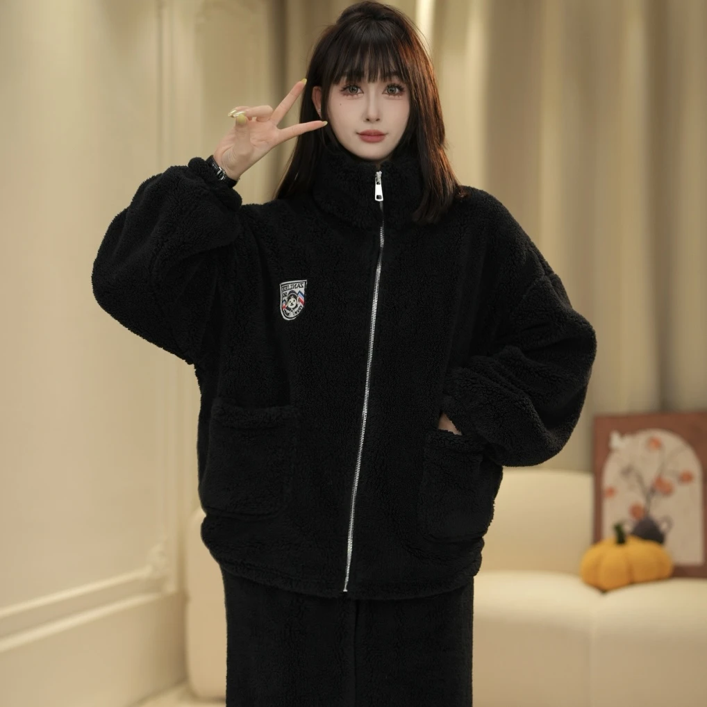 【粉丝福利】秋冬爆款情侣款双面绒睡衣可外穿韩版网红时尚宽松显瘦