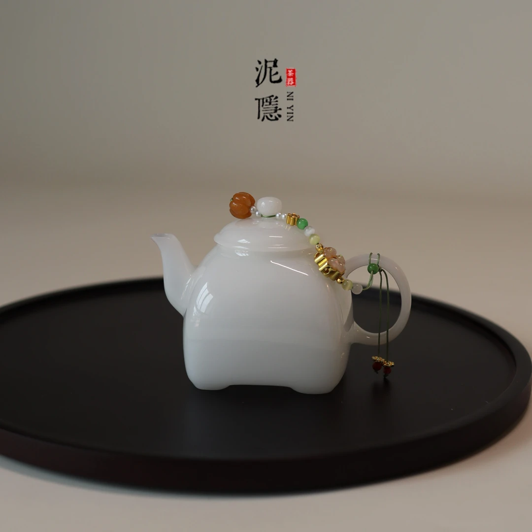 泥隐原创高温冰种玉瓷四方壶功夫泡茶壶陶瓷薄胎家用高端单壶