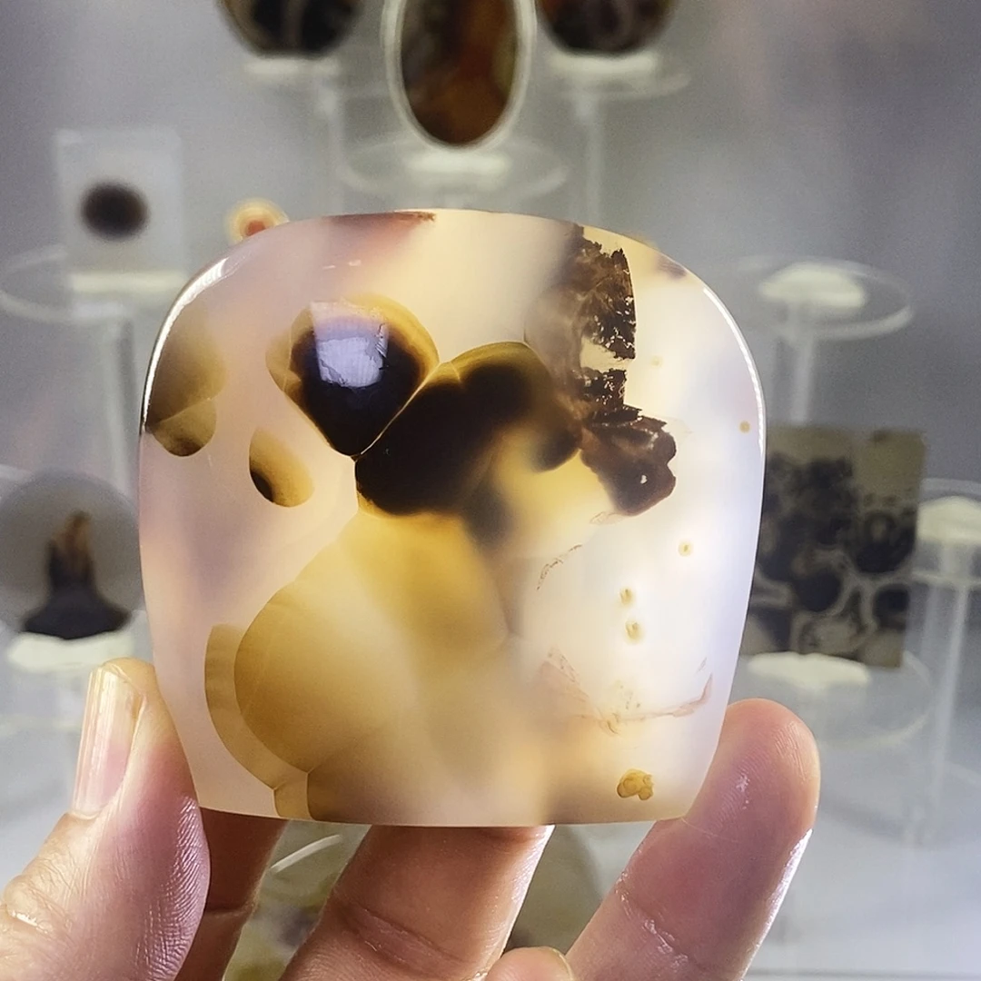 合成碳硅石非金属时尚图纹画面石饰品