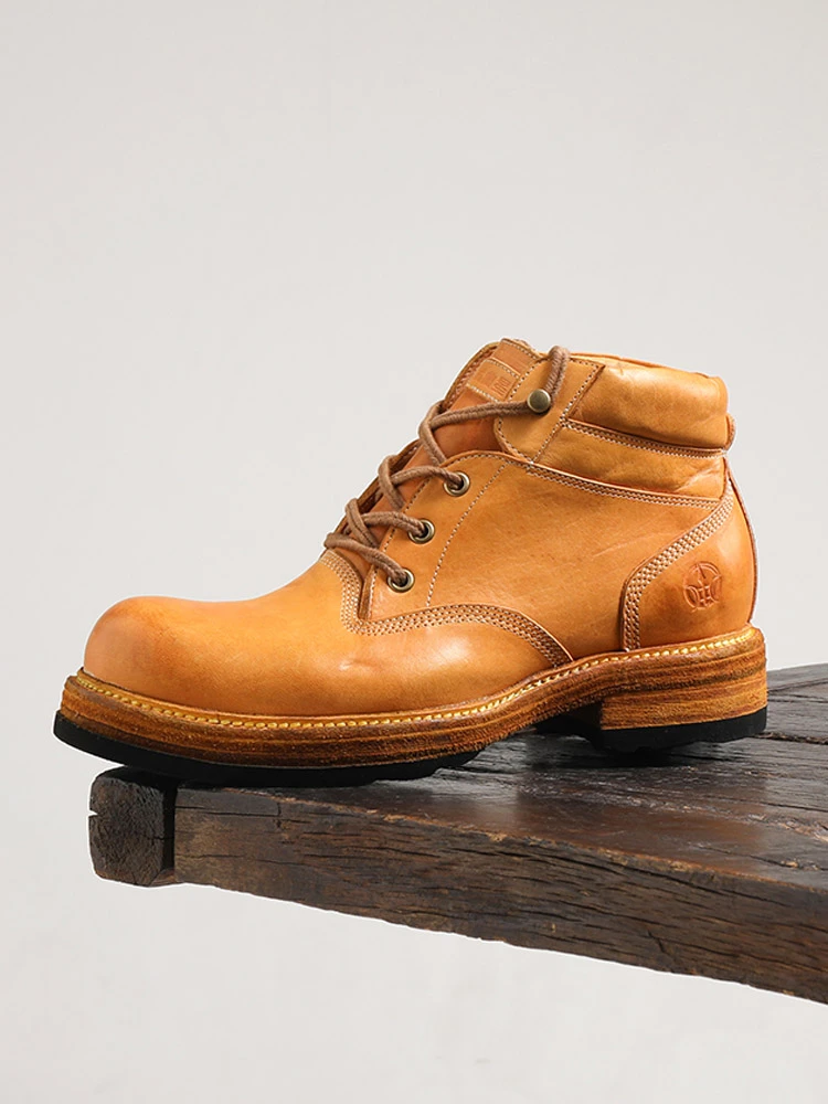 秋冬新款战神系列水洗马皮手工固特异复古工装靴马丁靴都市户外靴