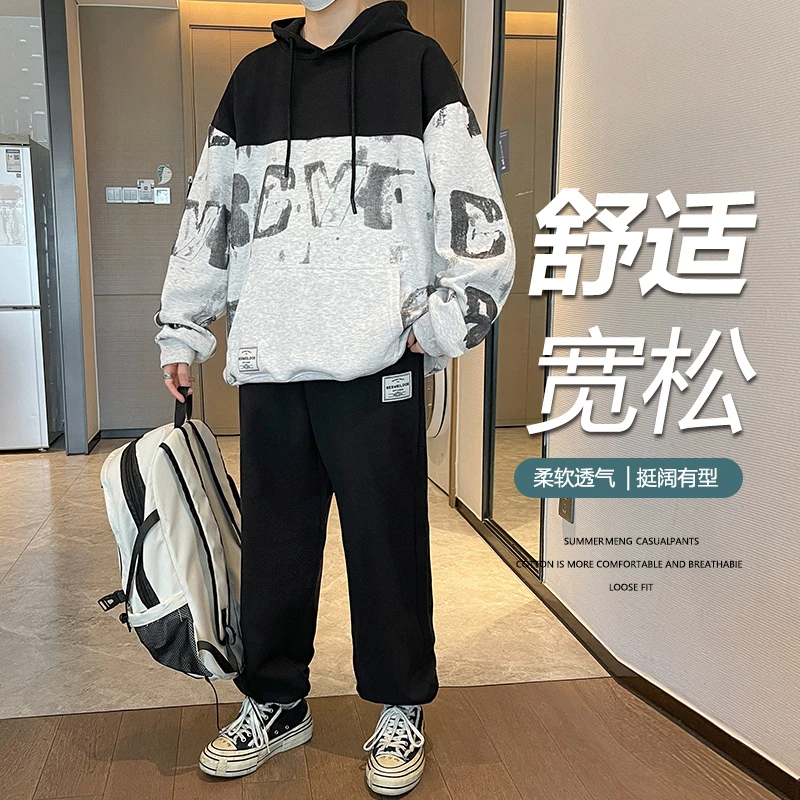 稻草人2025新款春秋套装男士时尚潮流数码印中国风潮牌时尚宽松直