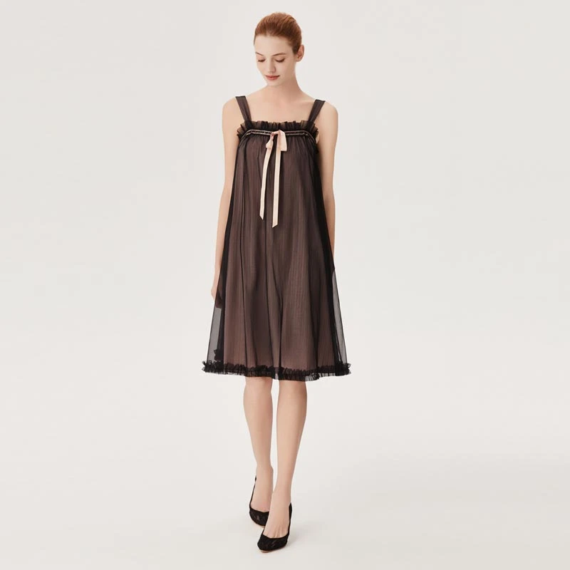 CA BRIDA【甜蜜恋人】吊带睡裙 春夏穿搭 黑色宽松蕾丝裙O401