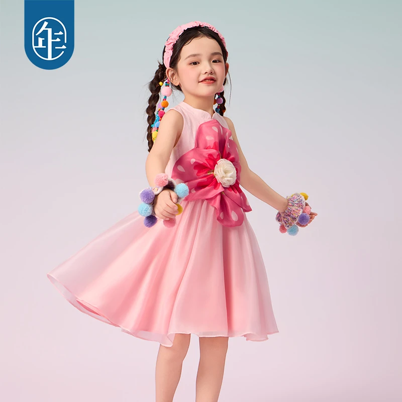 【甜樱绽放】年衣童装女童无袖连衣裙夏季新中式公主裙子短裙礼服