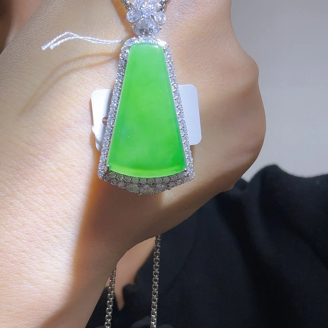 翡翠银S925镶嵌吊坠(不含链)