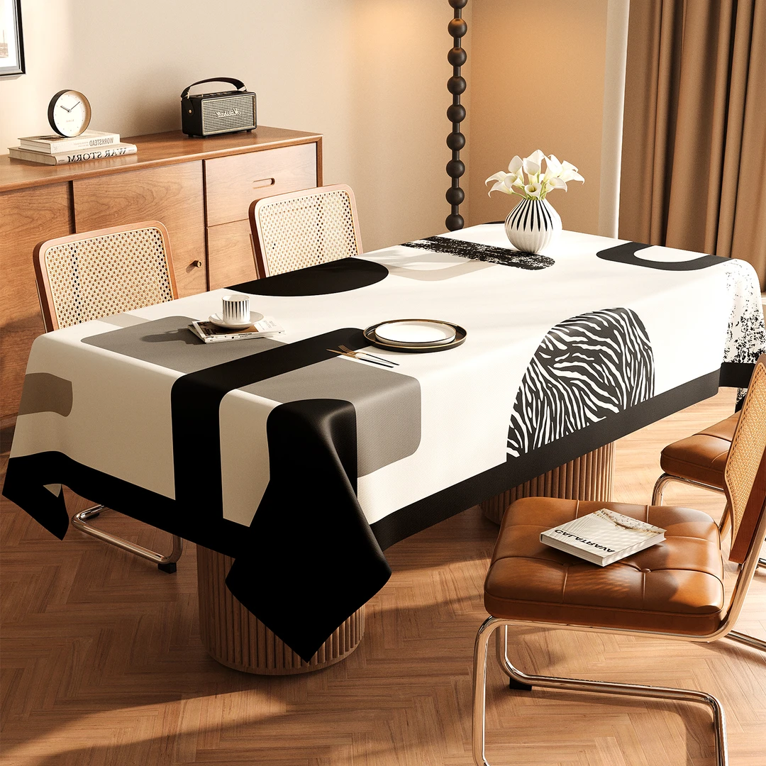 简约现代风桌布防水防油免洗台布轻奢高级感2025新款长方形餐桌布