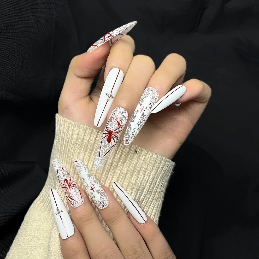 【上新特惠】【十字蛛契】M哥纯手工穿戴甲美甲手绘高级感穿戴甲