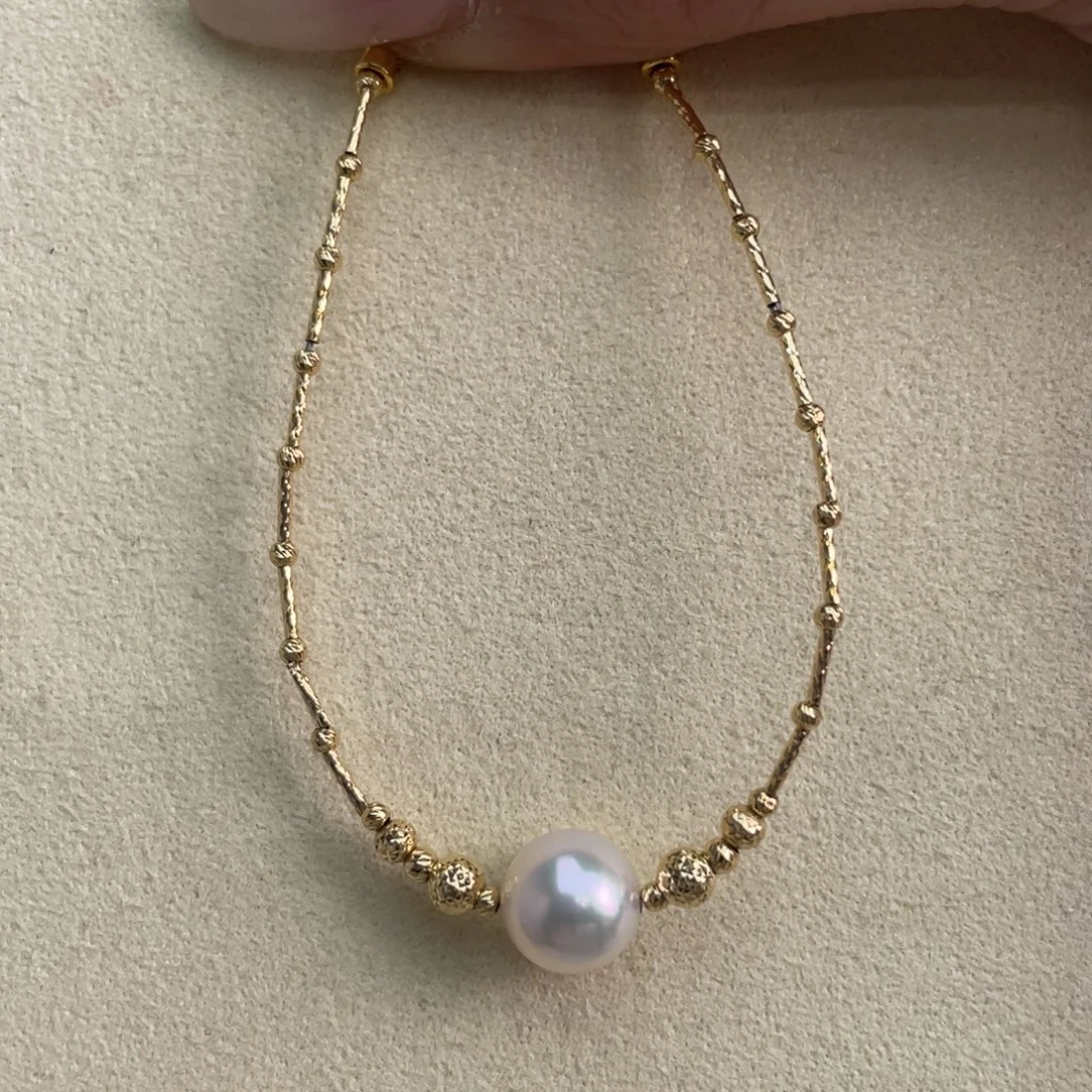 海水珍珠18K金镶嵌手链