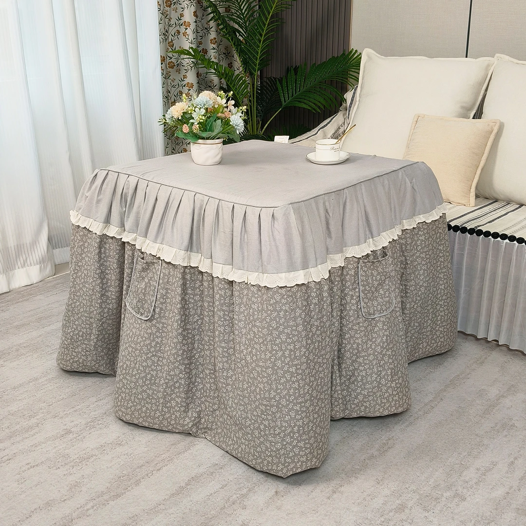 新款花边烤火被正方形烤火罩加厚加绒电暖炉电烤炉烤火炉罩套