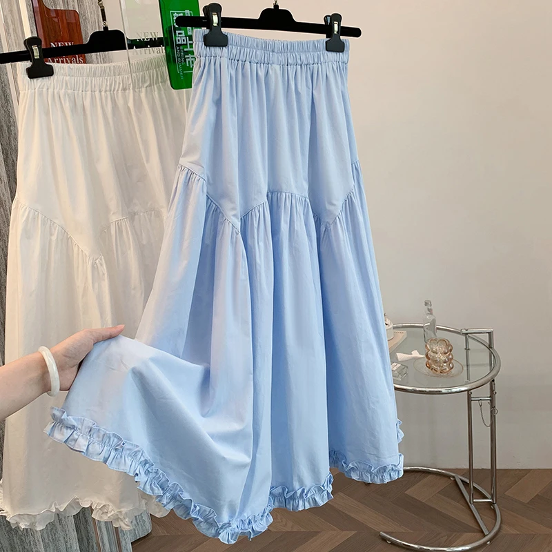 温柔花边裙显瘦A字蛋糕裙女夏季新款松紧腰小清新气质百搭半身裙