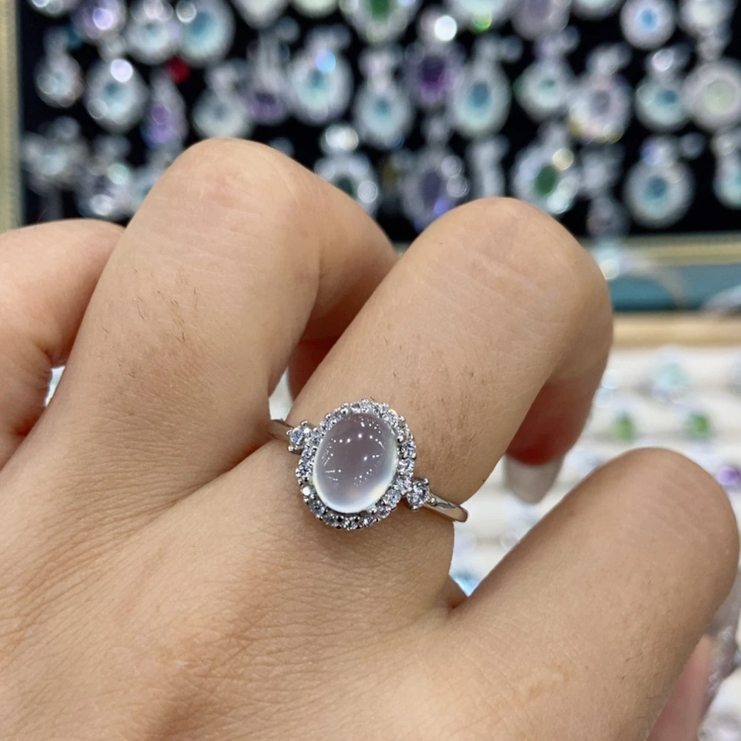 蛇纹石玉银S925镶嵌戒指