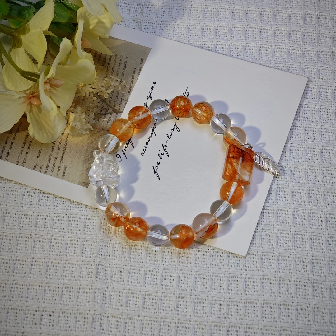 【甜梦晶语】天然水晶胶花夏季新款手工甜美DIY原创手链时尚百搭