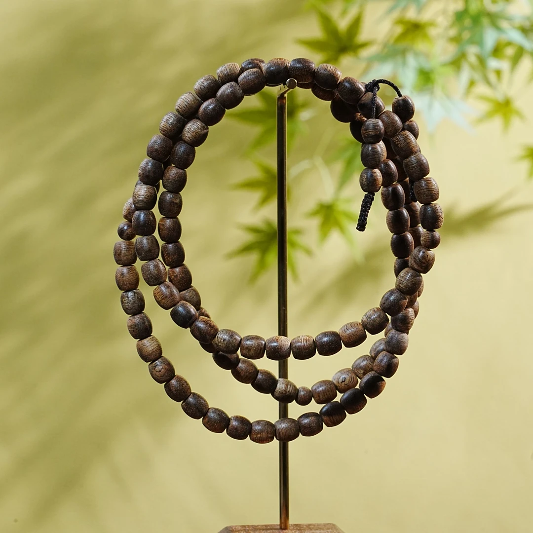 【收藏级】菩萨奇楠熟结软丝桶珠多圈沉香手串16.14g T251008063 B