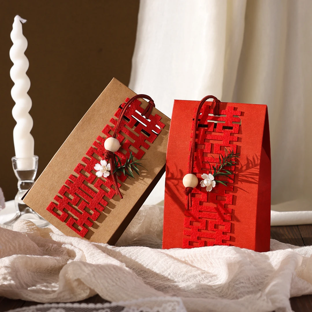 原创小众喜糖盒结婚高级感牛皮纸袋喜糖袋子订婚礼桌糖盒糖果空盒