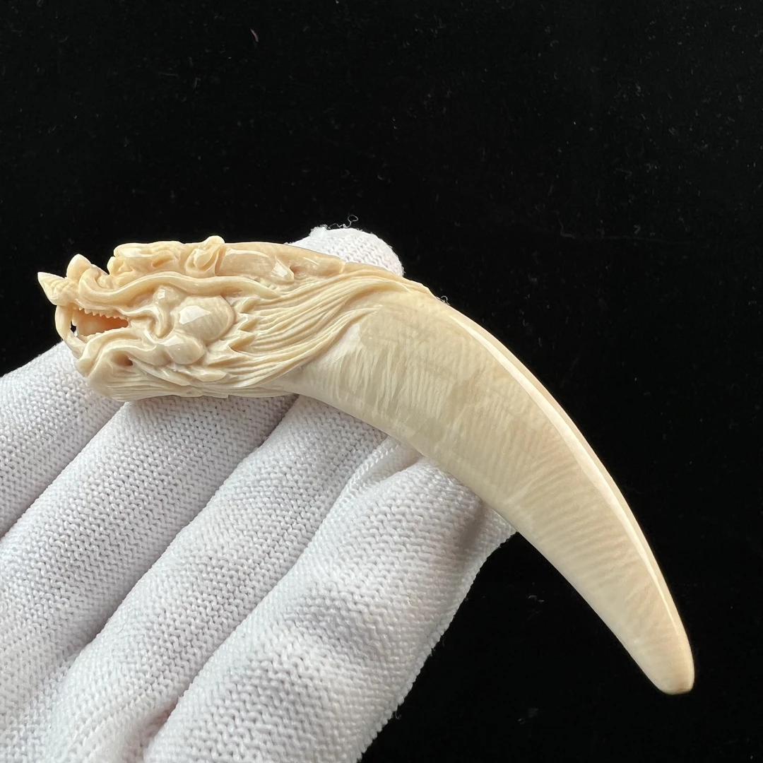 H1581天然猛犸牙雕刻龙牙尖12.7*86mm 支持鉴定 假一罚四