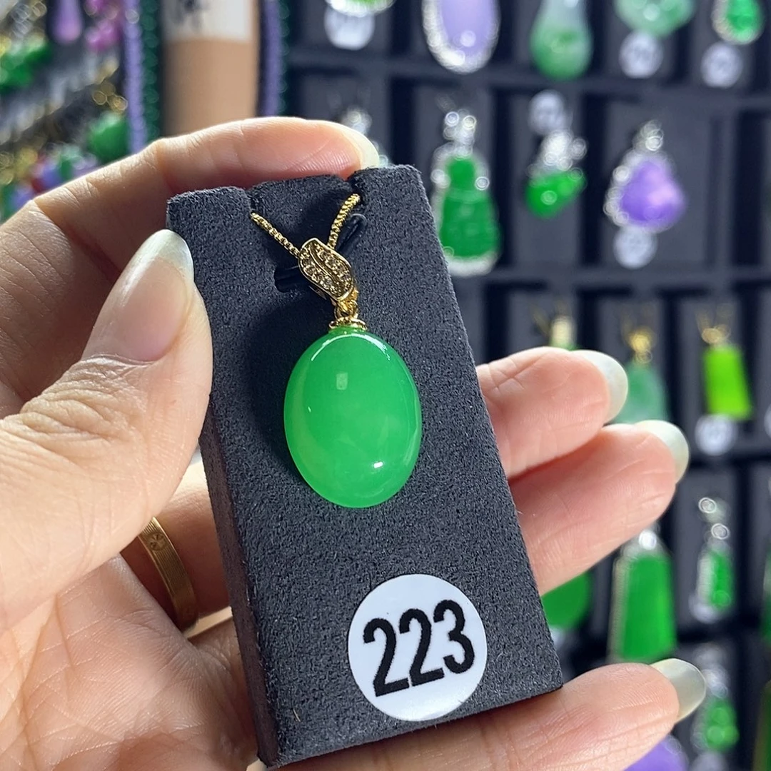 翡翠银S925镶嵌耳饰223