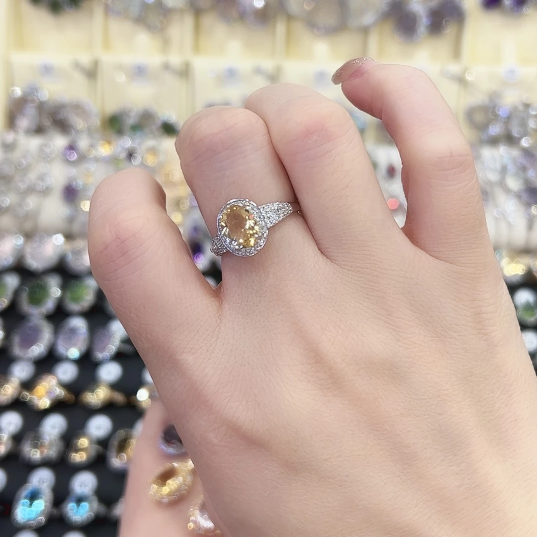 银S925镶嵌戒指黄晶