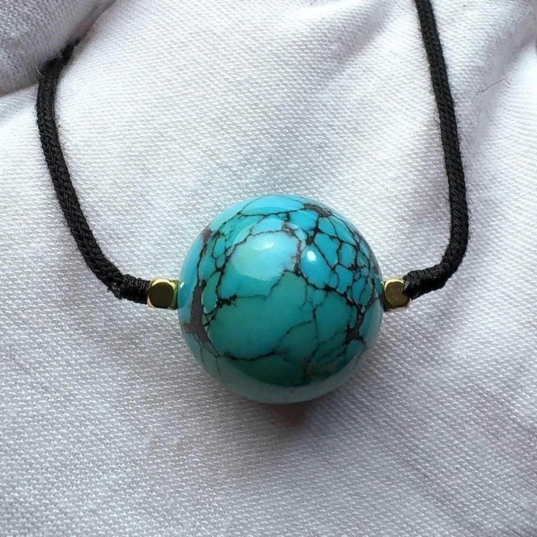 绿松石未镶嵌珠宝奇石圆珠锁骨17.6