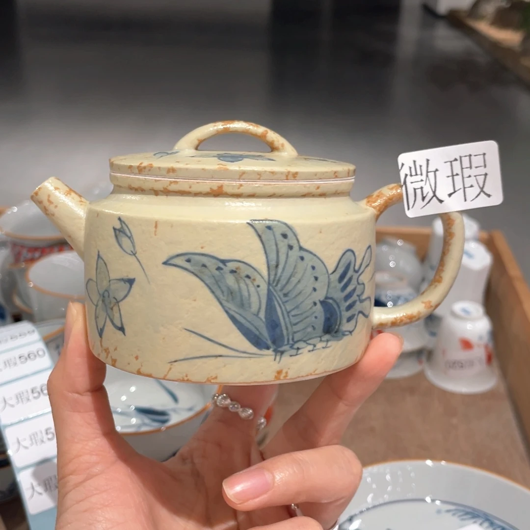釉下彩纯手绘有瑕