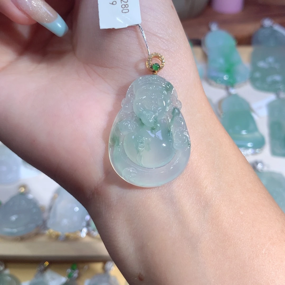 翡翠18K金镶嵌吊坠(不含链)