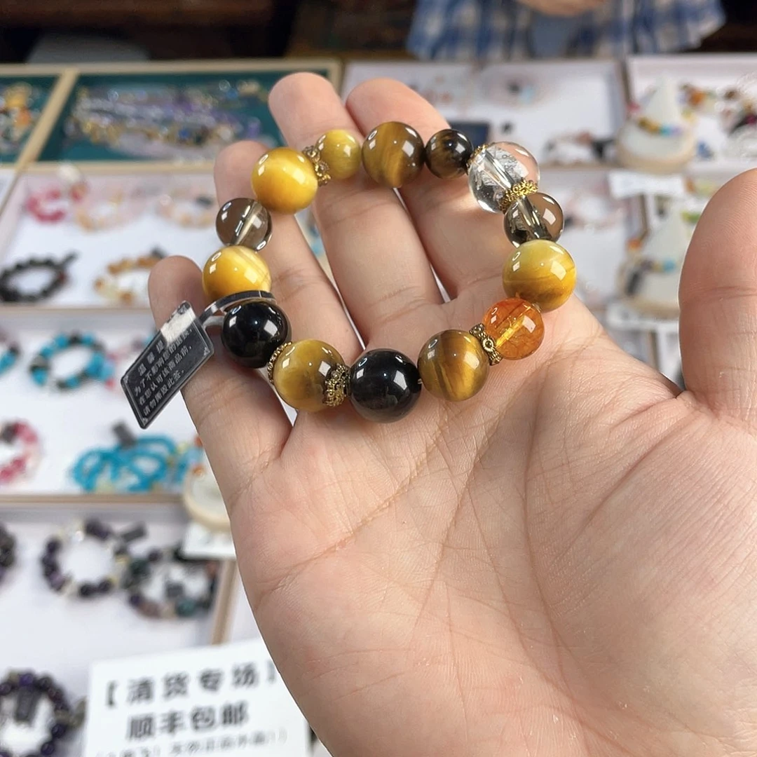 水晶手链银S925镀金镶嵌