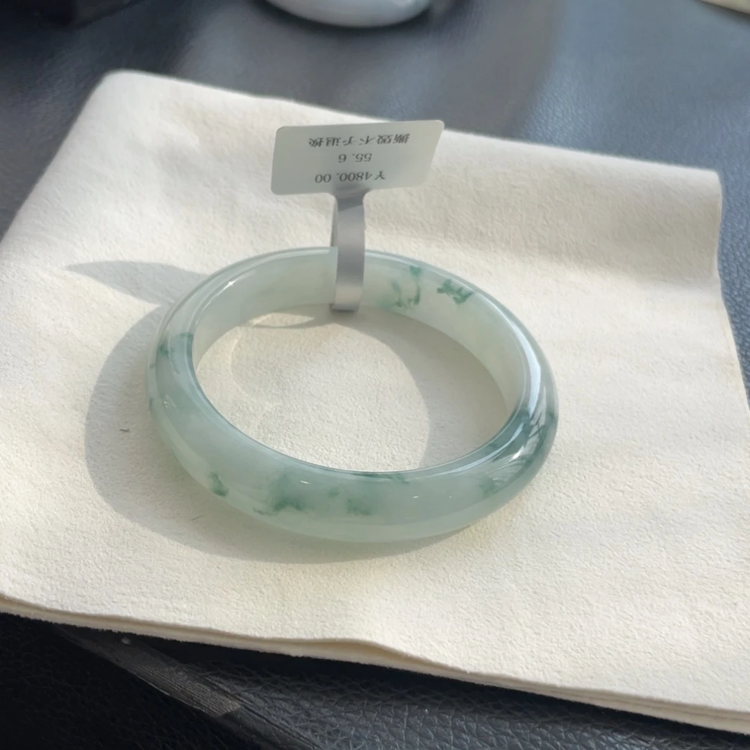 翡翠未镶嵌手镯纹56正圈