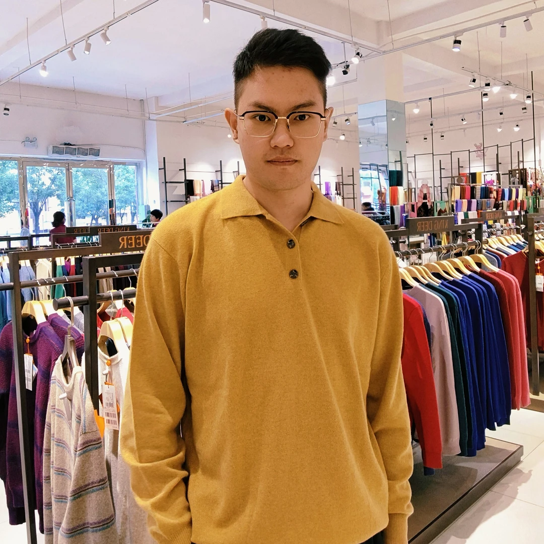 鹿王羊绒 男士Polo领 套衫山羊绒100分 姜黄色长袖