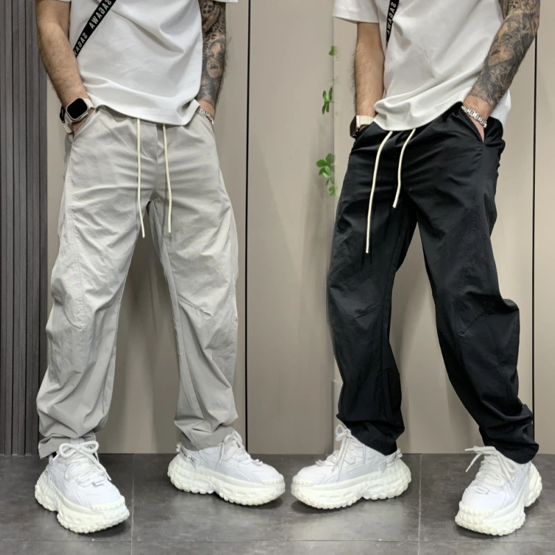 2025春夏季新款休闲裤男宽松时尚百搭运动长裤垂感阔腿裤工装裤男