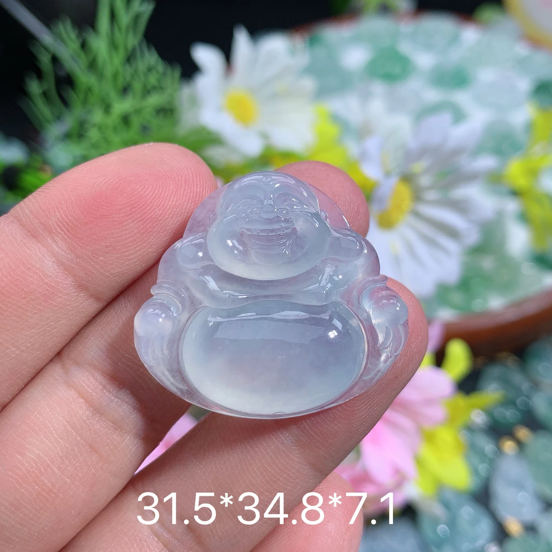 缅甸天然翡翠A货冰种白月光佛公吊坠品精致雕刻礼物时尚玉石妈妈