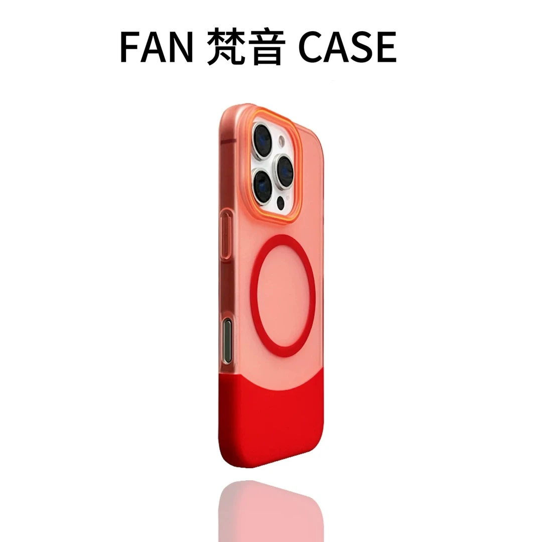 拼接撞色磁吸适用iphone16/16pro手机壳玫瑰粉15promax磨砂透色14