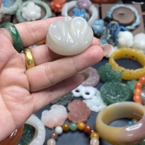 合金石英质玉（黄龙玉）手链
